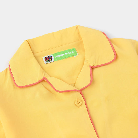 Infant Girls Viscose Night Suit - Yellow