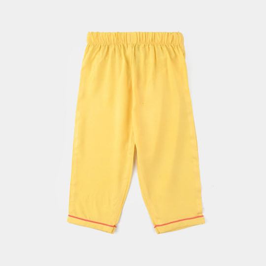 Infant Girls Viscose Night Suit - Yellow