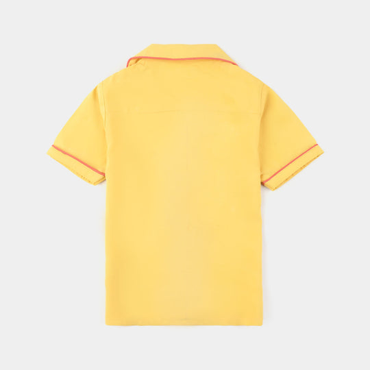 Infant Girls Viscose Night Suit - Yellow