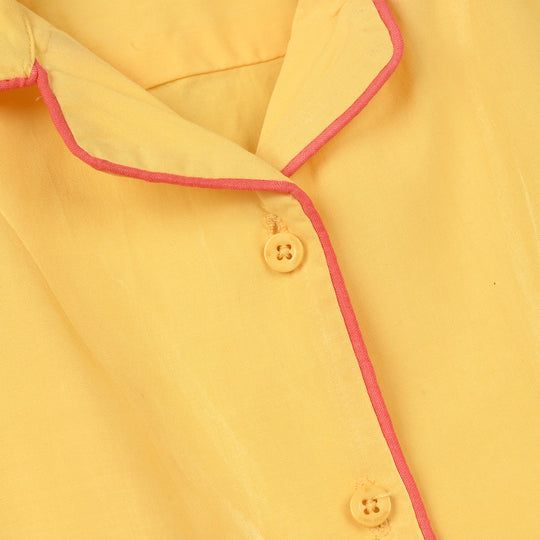 Girls Viscose Night Suit - Yellow
