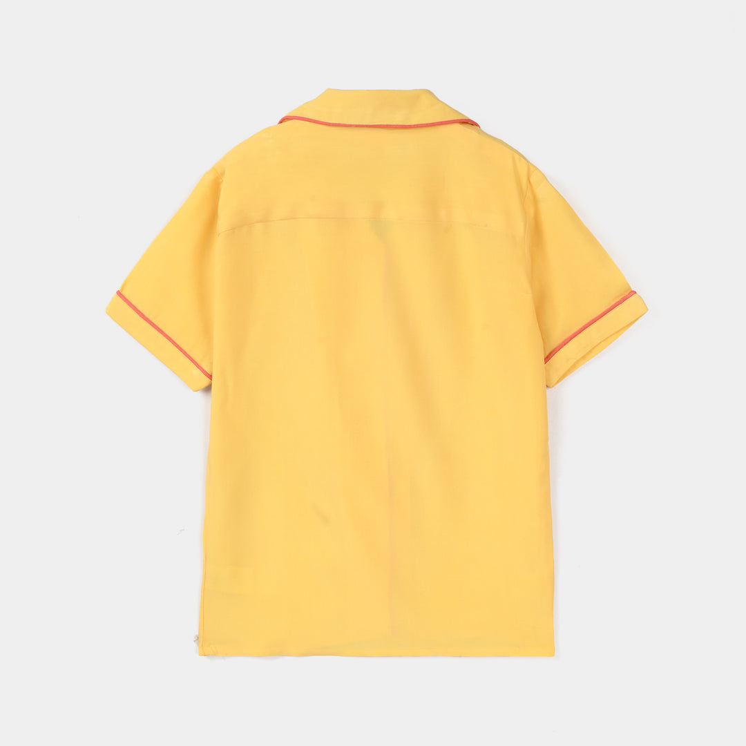 Girls Viscose Night Suit - Yellow