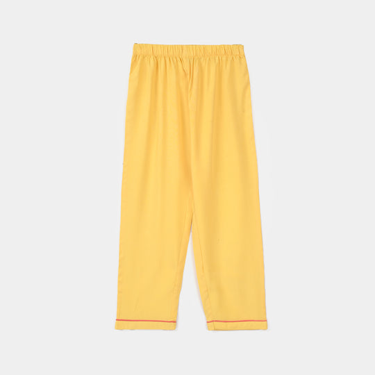 Girls Viscose Night Suit - Yellow