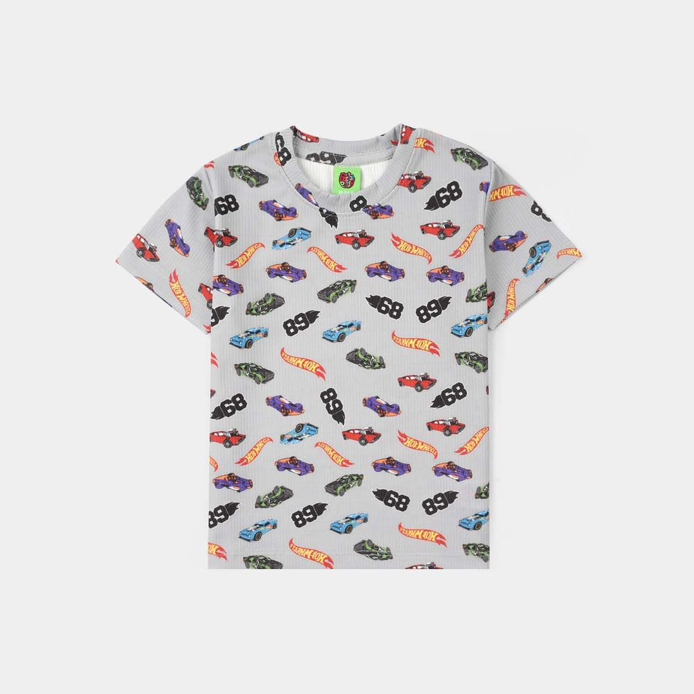 Infant Boys Jersey/Terry Night Suit (Hot Wheels) - Grey