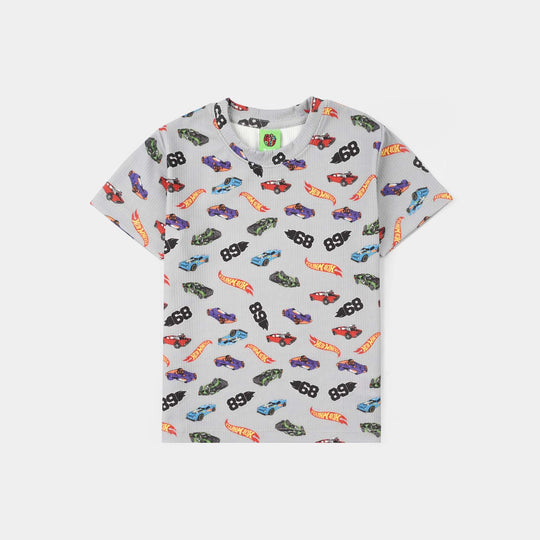 Infant Boys Jersey/Terry Night Suit (Hot Wheels) - Grey