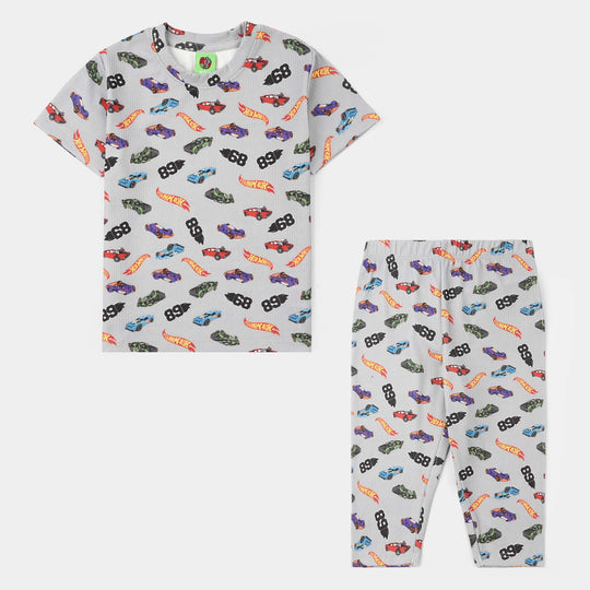Infant Boys Jersey/Terry Night Suit (Hot Wheels) - Grey