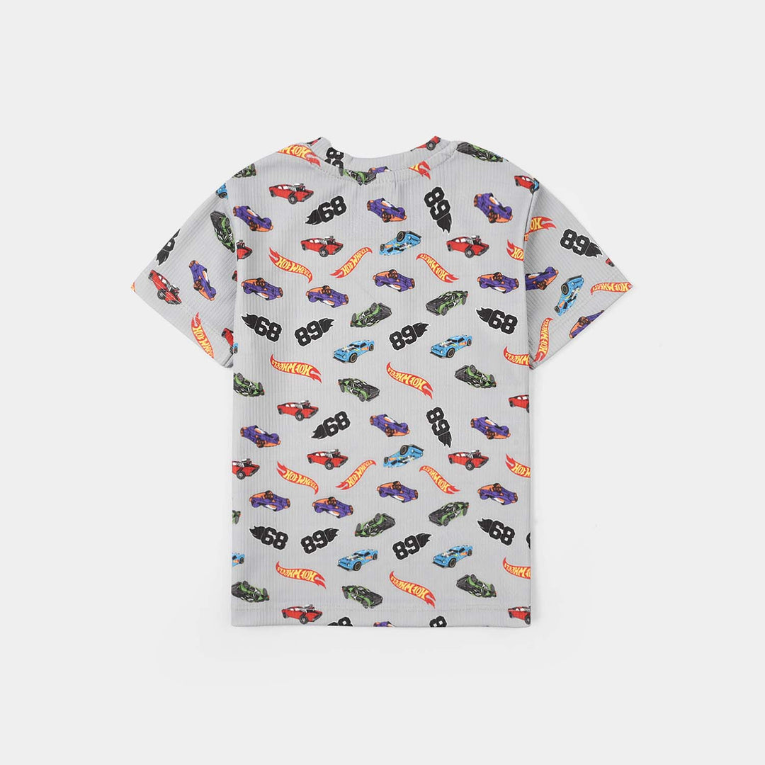 Infant Boys Jersey/Terry Night Suit (Hot Wheels) - Grey