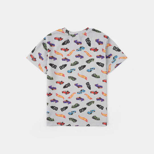 Infant Boys Jersey/Terry Night Suit (Hot Wheels) - Grey