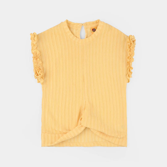 Girls Knitted jacquard T-Shirt (Knot) - Yellow