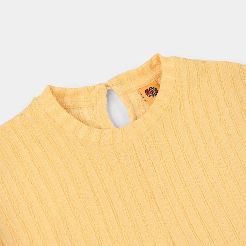 Girls Knitted jacquard T-Shirt (Knot) - Yellow