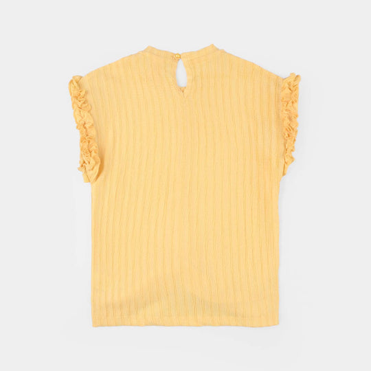 Girls Knitted jacquard T-Shirt (Knot) - Yellow