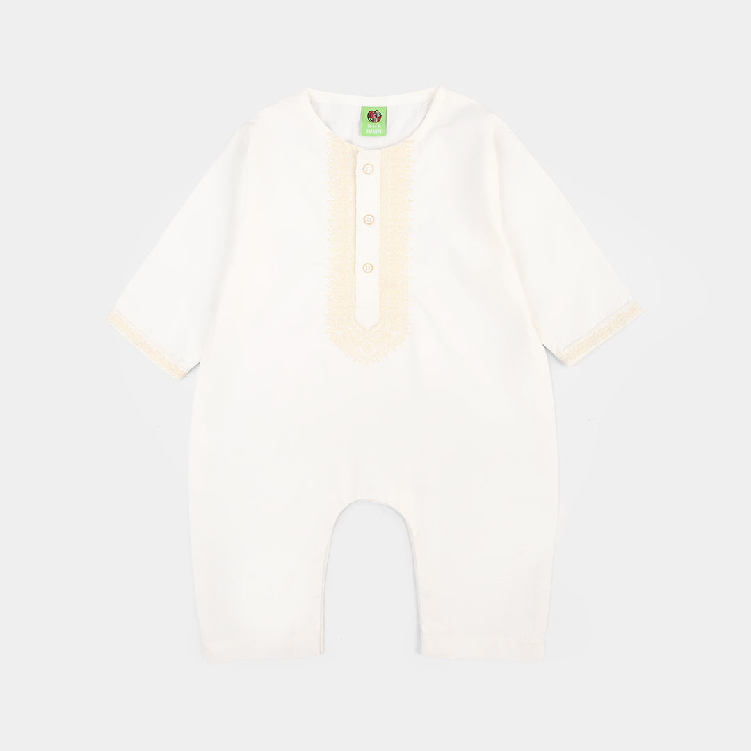 Infant Boys Poly Viscose Woven Romper (Kandoora) – Off-White