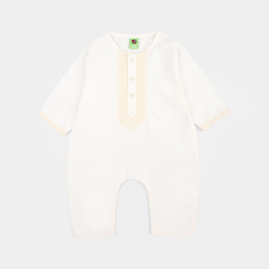 Infant Boys Poly Viscose Woven Romper (Kandoora) – Off-White
