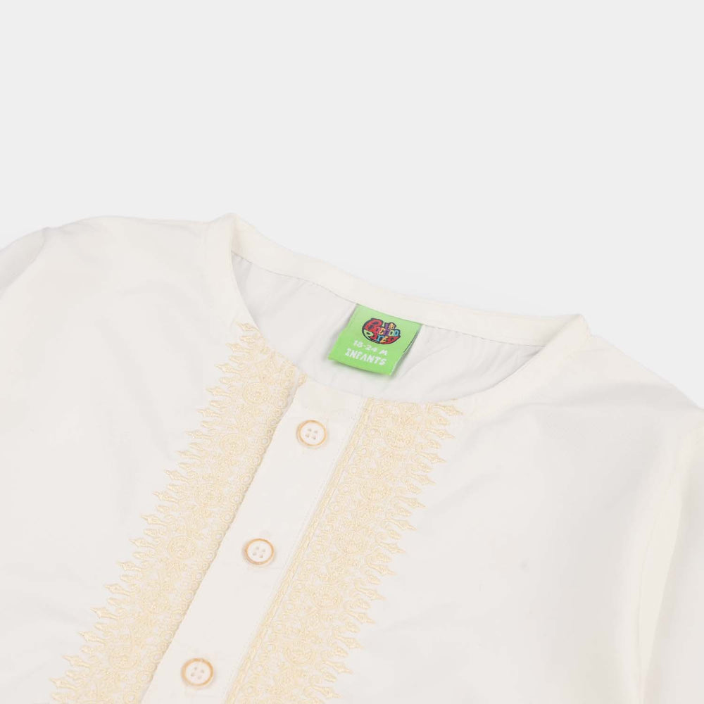 Infant Boys Poly Viscose Woven Romper (Kandoora) – Off-White