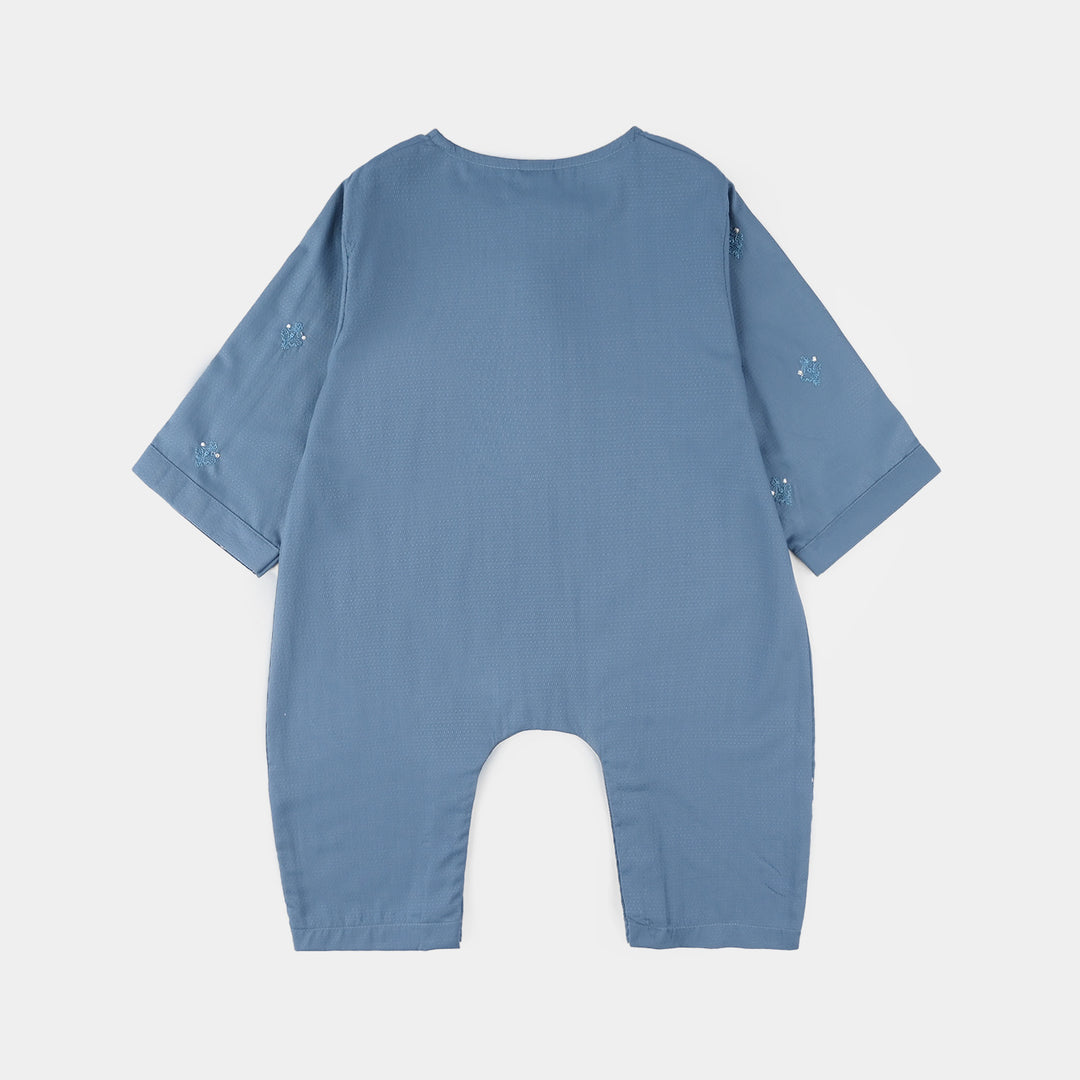 Infant Boys Poly Viscose Woven Romper - Blue Hues/Blue
