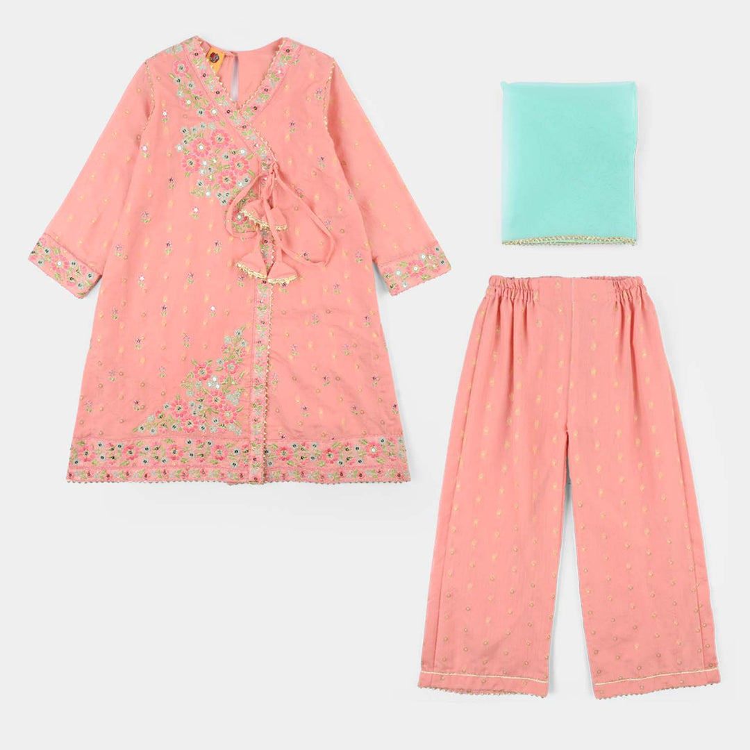 Teens Girls Jacquard 3-Piece Set (Sundas) - Peach
