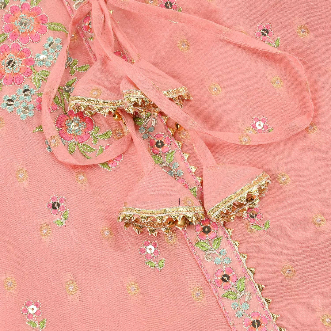 Teens Girls Jacquard 3-Piece Set (Sundas) - Peach