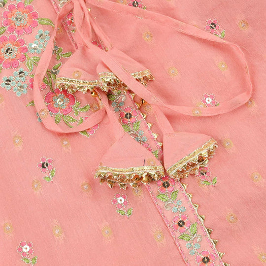 Teens Girls Jacquard 3-Piece Set (Sundas) - Peach