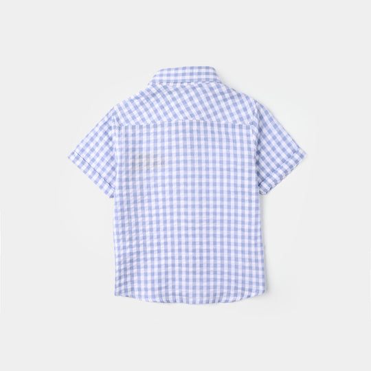 Infant Boys Yarn Dyed Checkered Shirt (Character) - Blue