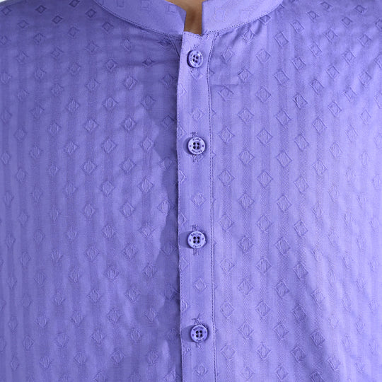 Boys Cotton Jacquard Kurta (Veronica)-Plum