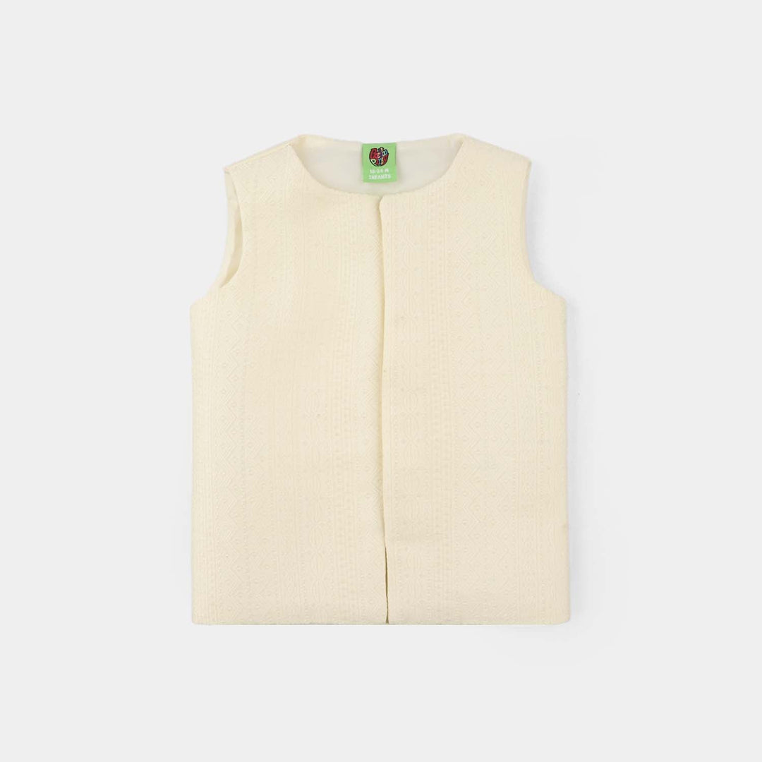 Infant Boys Poly Viscose Waistcoat (Mughal) - Cream
