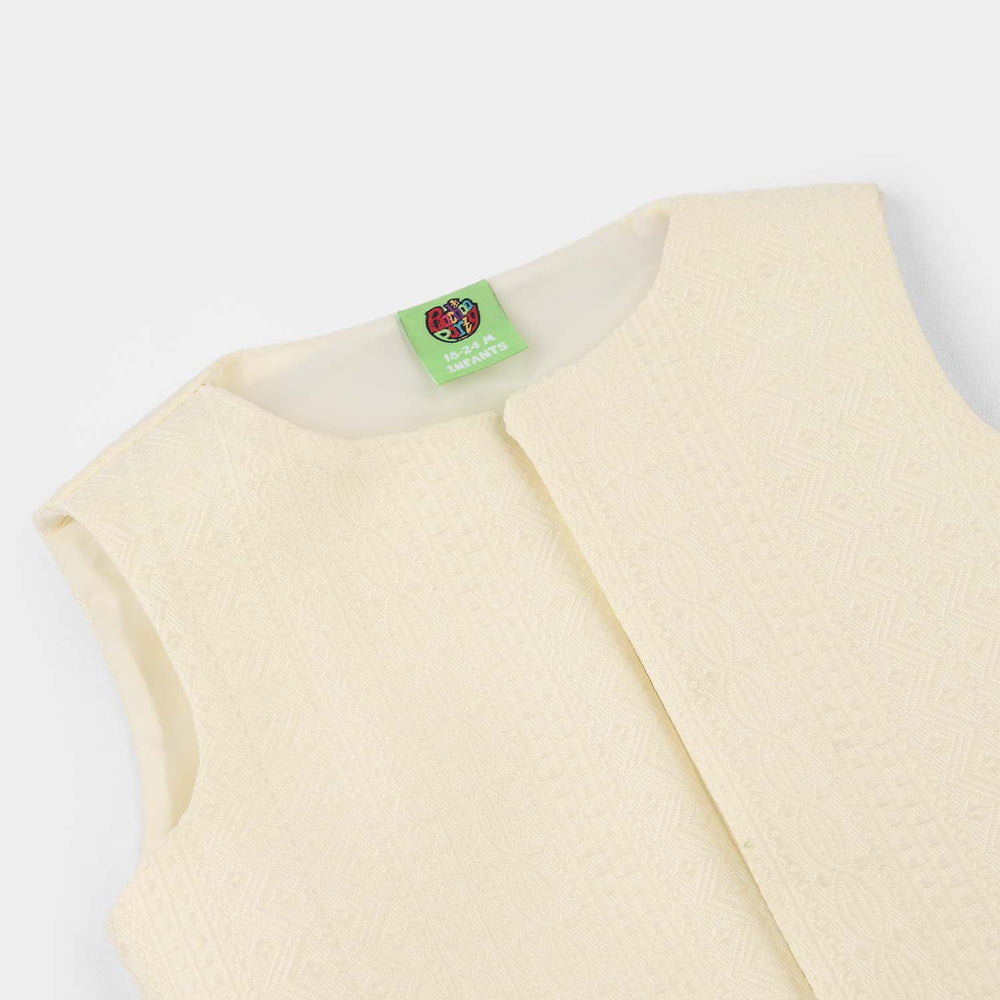 Infant Boys Poly Viscose Waistcoat (Mughal) - Cream