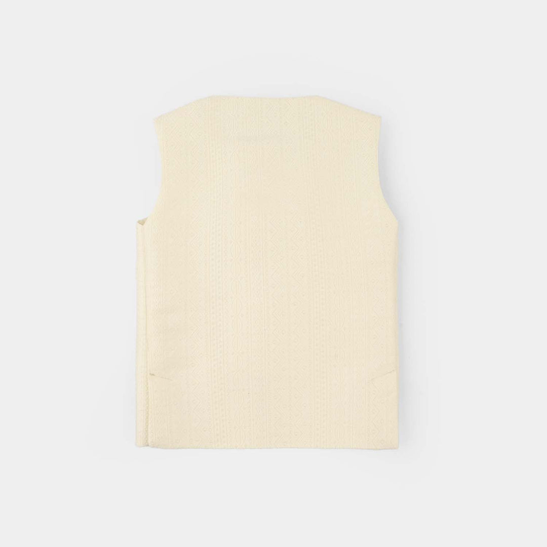 Infant Boys Poly Viscose Waistcoat (Mughal) - Cream
