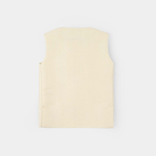 Infant Boys Poly Viscose Waistcoat (Mughal) - Cream