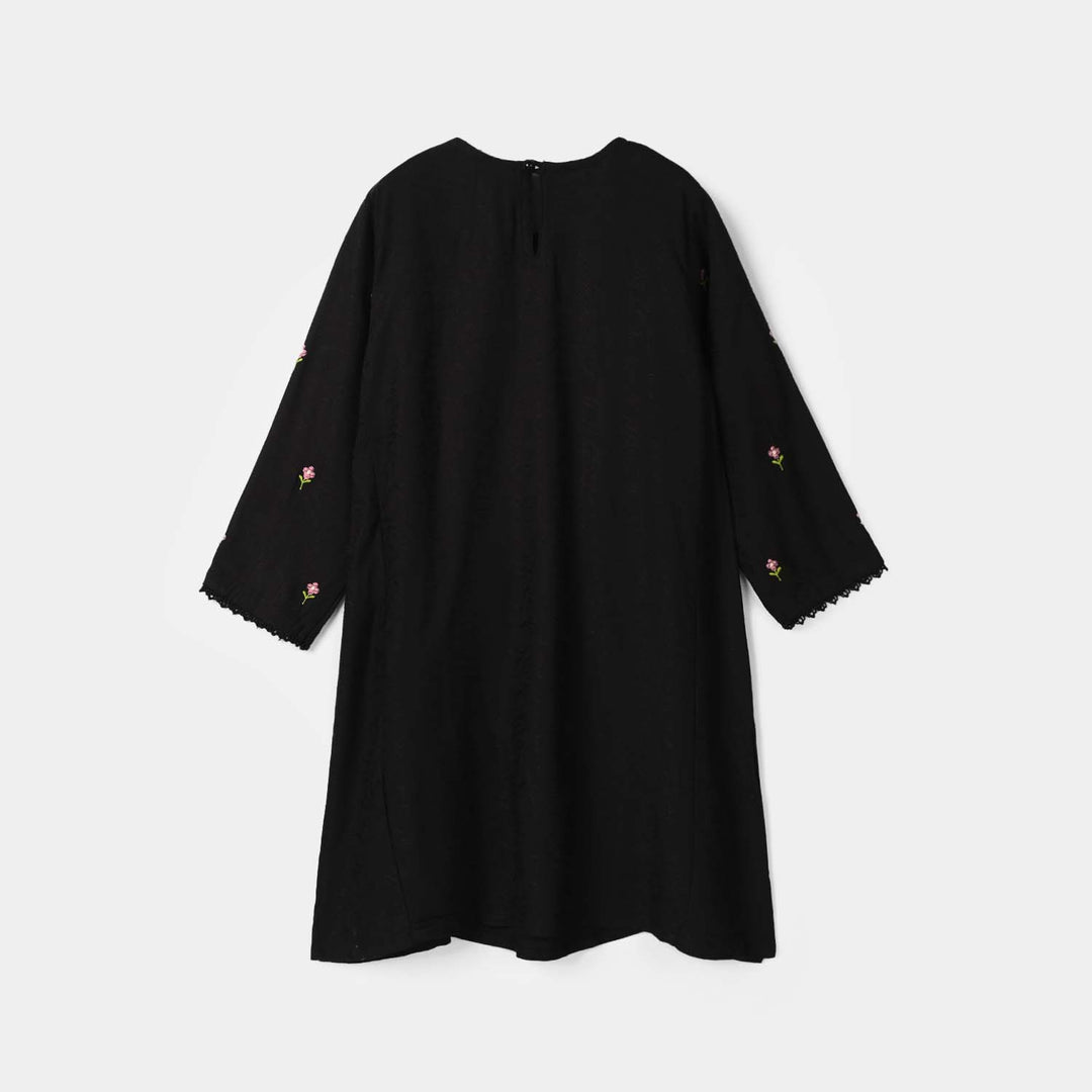 Girls Jacquard Embroidered Kurti (Rango Ki Rani) - Black