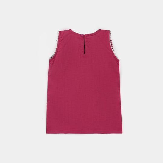 Infant Girls Jacquard Embroidered Kurti  – Magenta