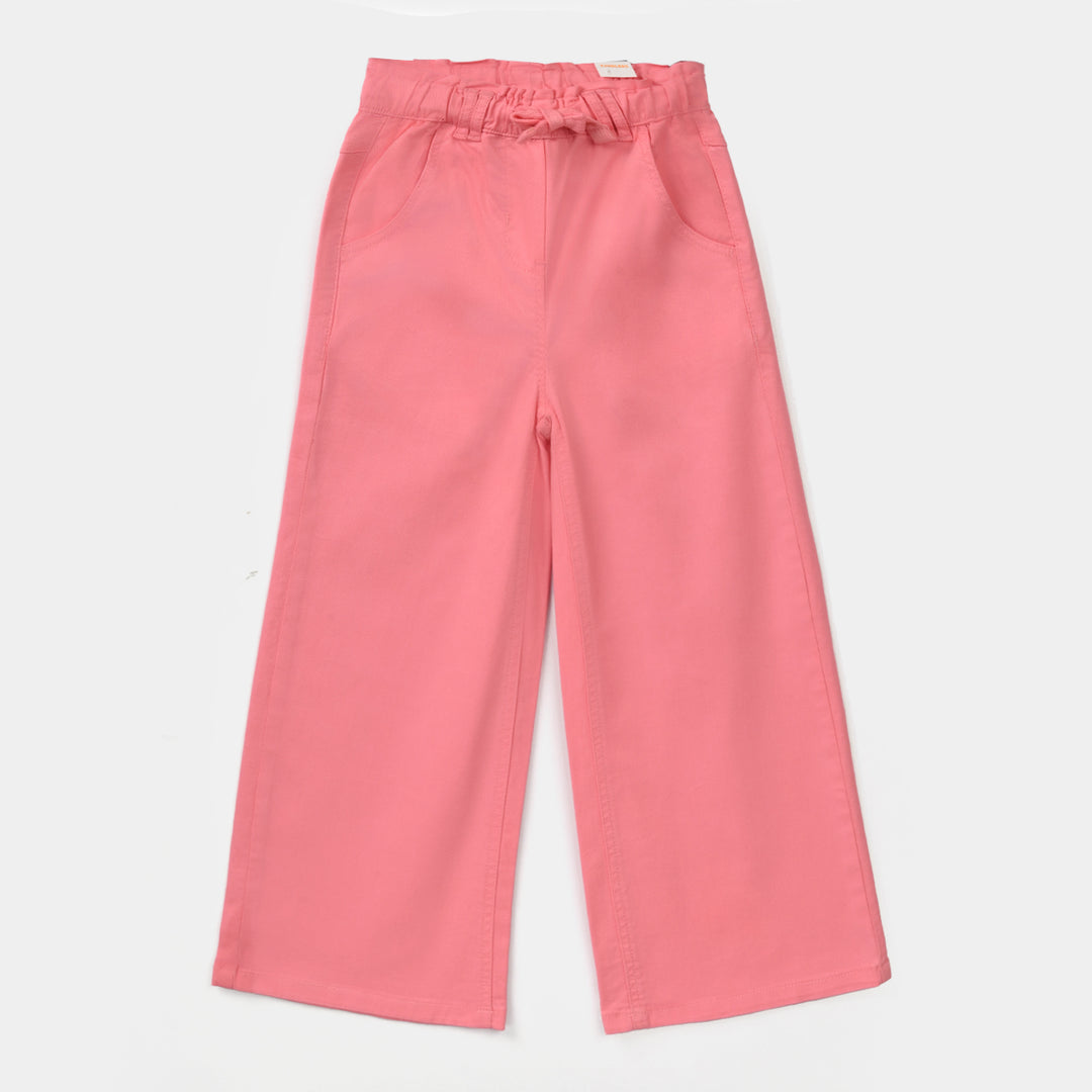 Girls Cotton Twill Pant Paper bag - Pink