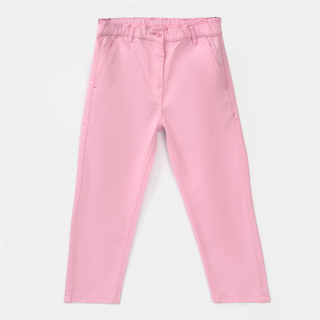 Girls Cotton Twill Pants – Baby Pink