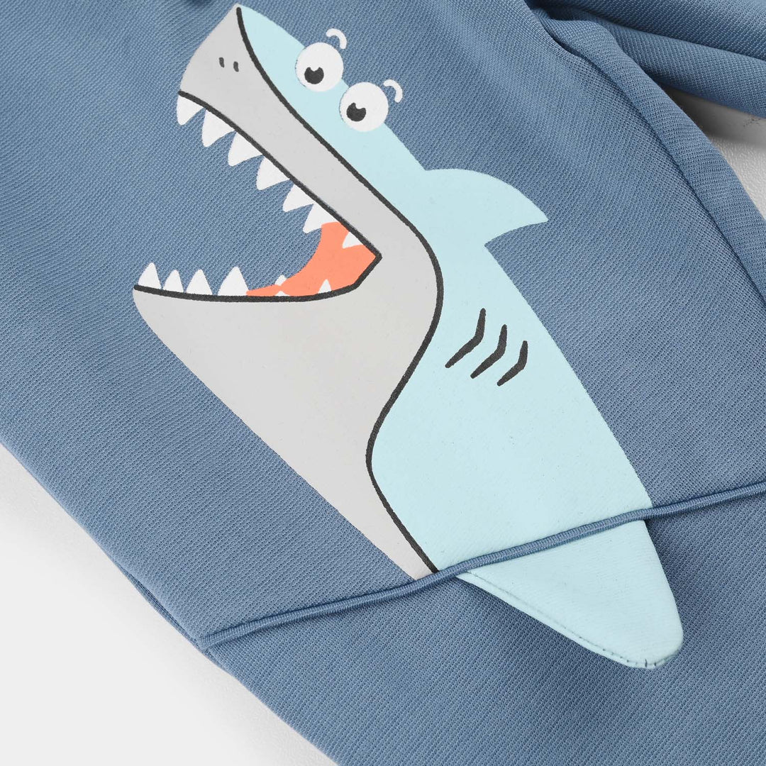 Infant Boys Poly Jersey Sleeping Pajama (Shark) - Blue