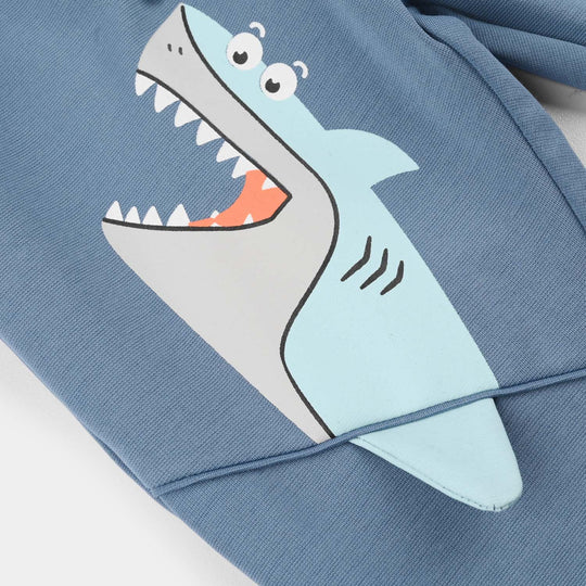 Infant Boys Poly Jersey Sleeping Pajama (Shark) - Blue