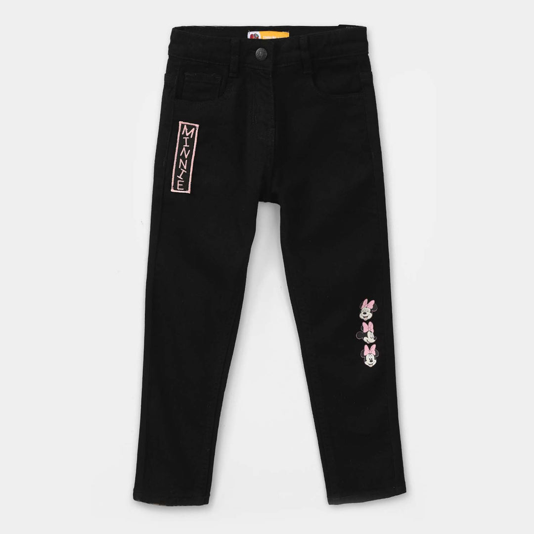 Girls Denim Stretch Pants (Mini Mouse) - Black