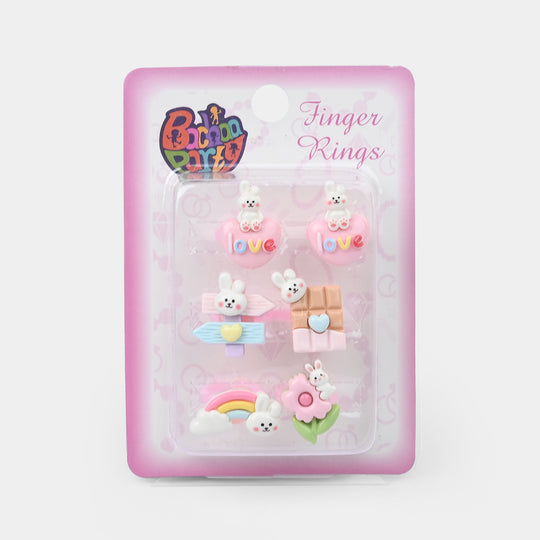 Cute Colorful Girls Ring Set | Pack of 6