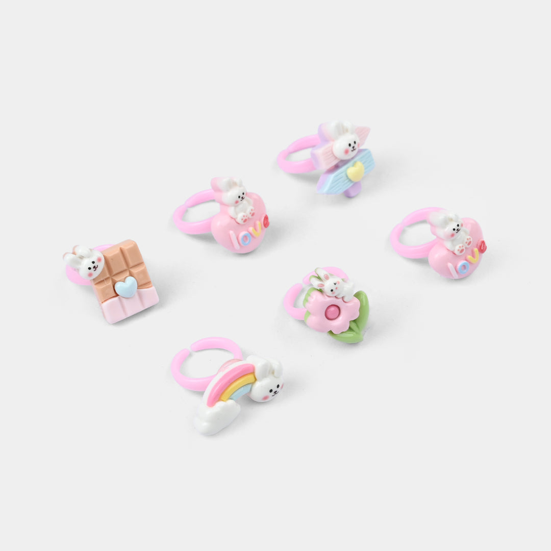 Cute Colorful Girls Ring Set | Pack of 6