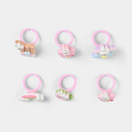 Cute Colorful Girls Ring Set | Pack of 6