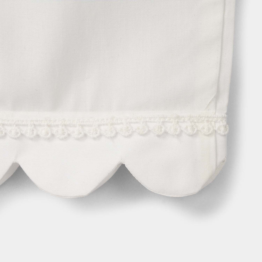 Girls Cotton Pants Scallops - White