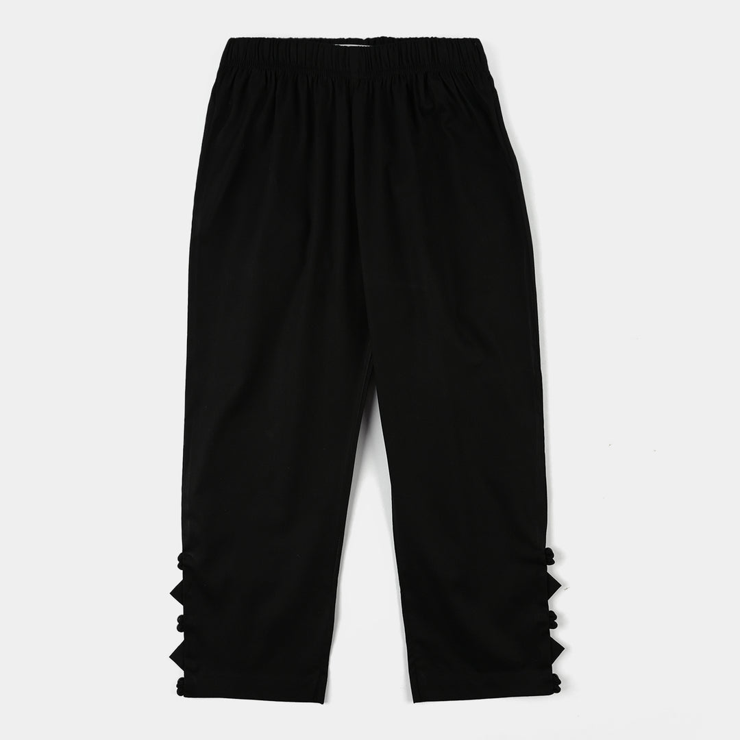 Girls Cotton Pants (Triangle) – Black