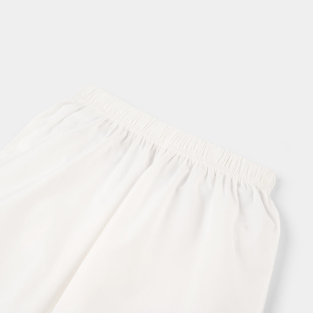 Girls Cotton Pants (Triangle) – White