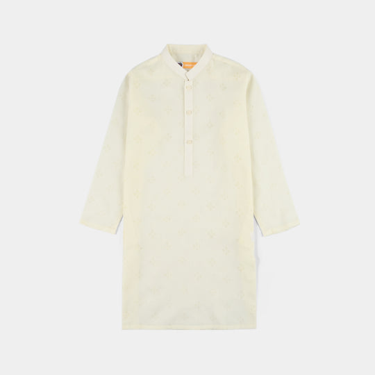 Boys Poly Viscose Basic Kurta (After Glow) - Light Yellow