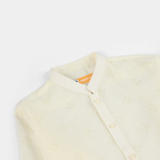 Boys Poly Viscose Basic Kurta (After Glow) - Light Yellow