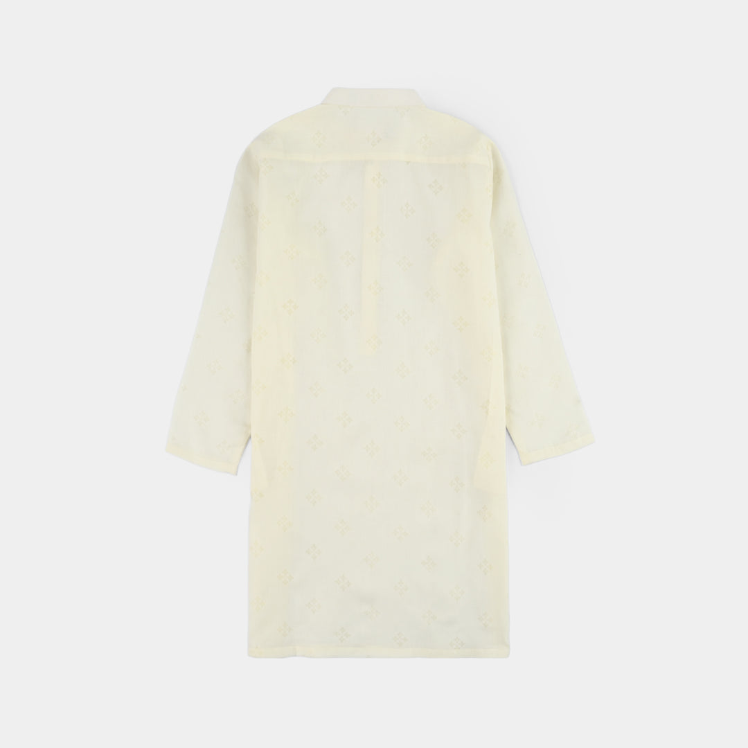 Boys Poly Viscose Basic Kurta (After Glow) - Light Yellow