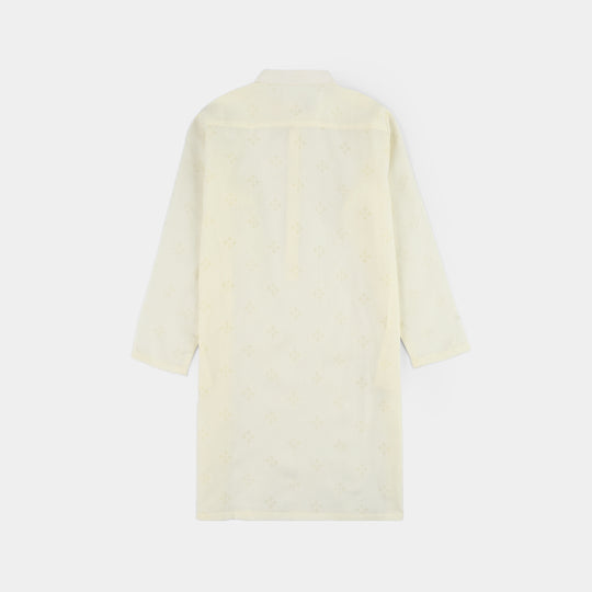 Boys Poly Viscose Basic Kurta (After Glow) - Light Yellow