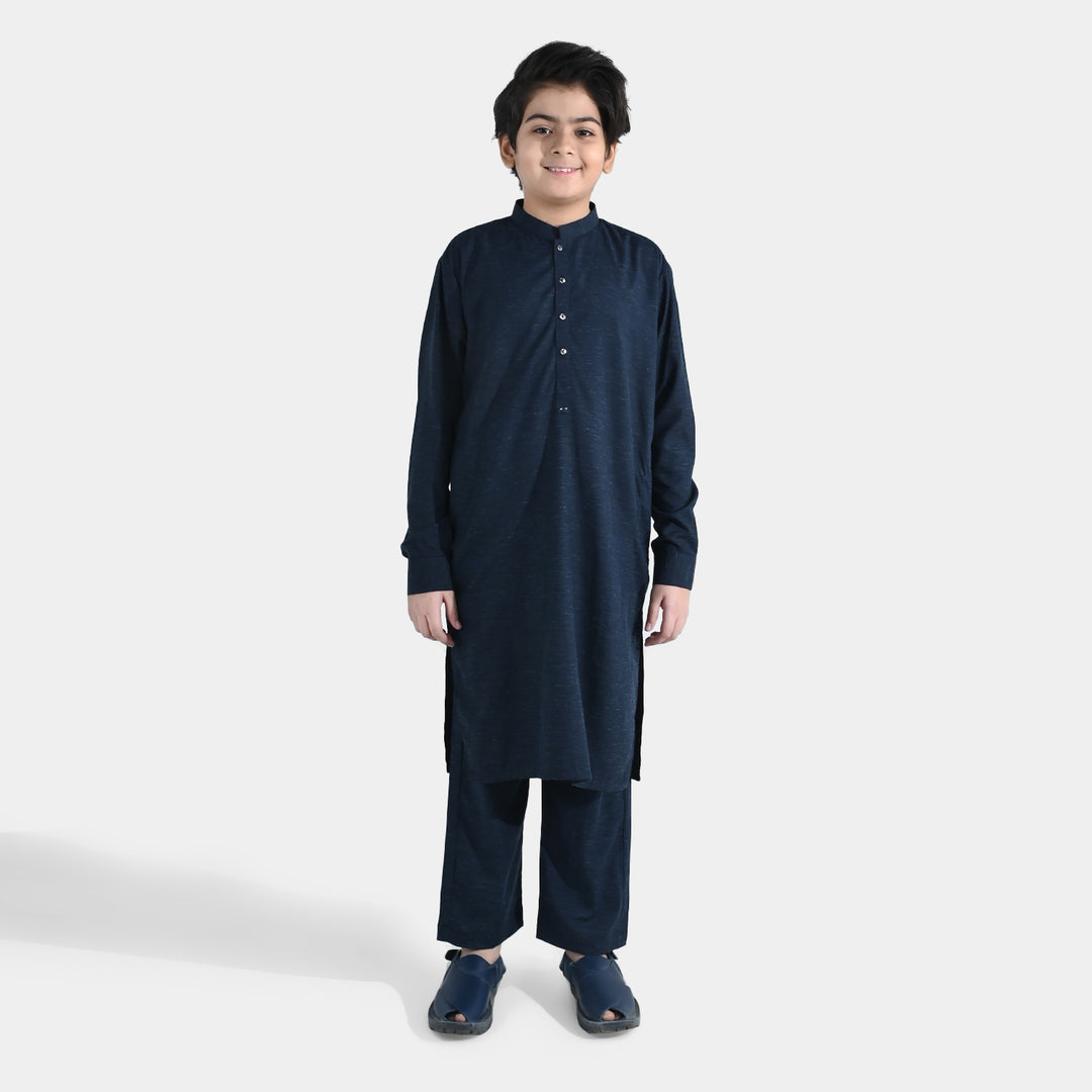 Teens Boys Poly Viscose Kurta Pajama (Cut Placket) – Navy