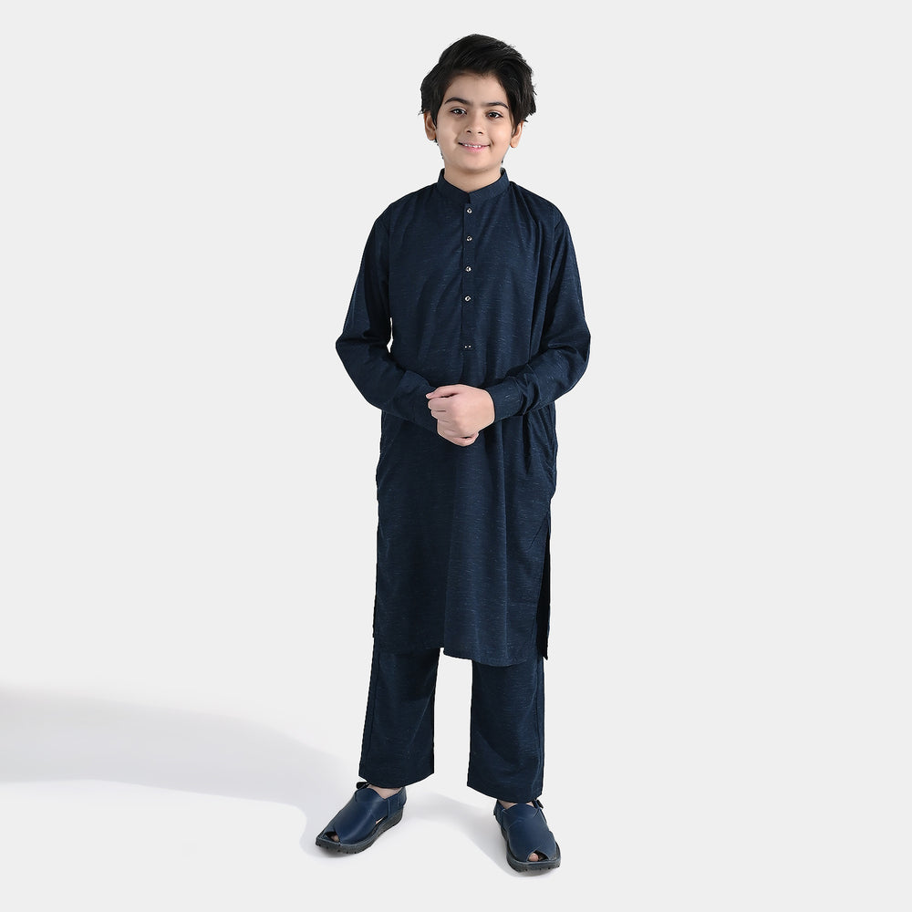 Teens Boys Poly Viscose Kurta Pajama (Cut Placket) – Navy