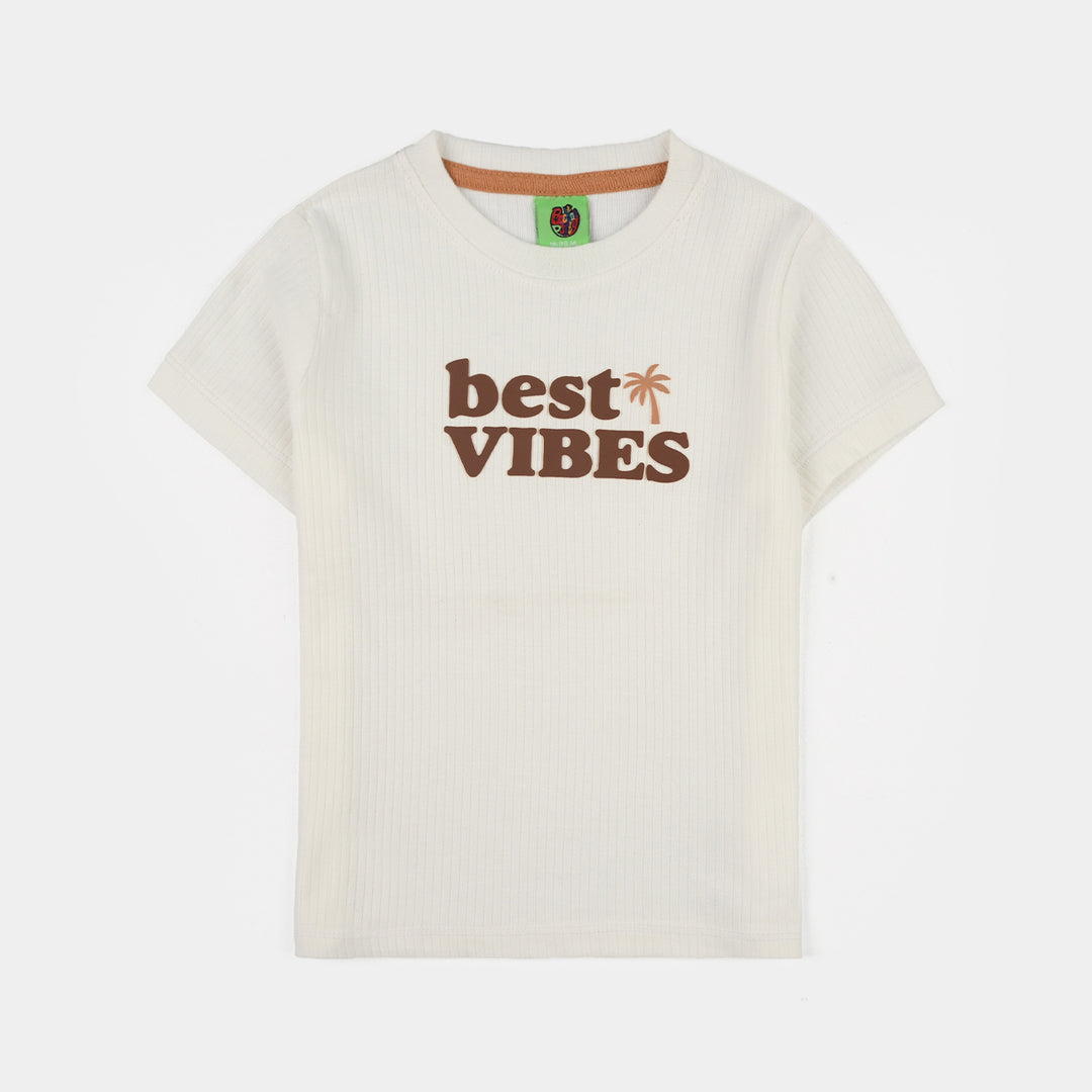 Infant Boys Poly Viscose Suit (Best Vibes) - White/Brown