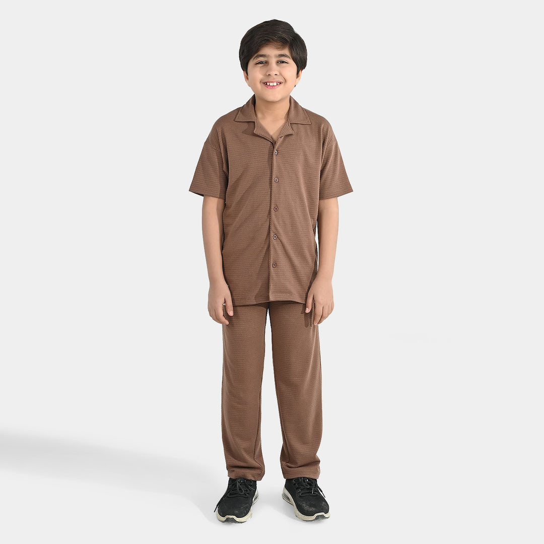 Teens Boys Poly Jersey 2-Pc Suit - Brown