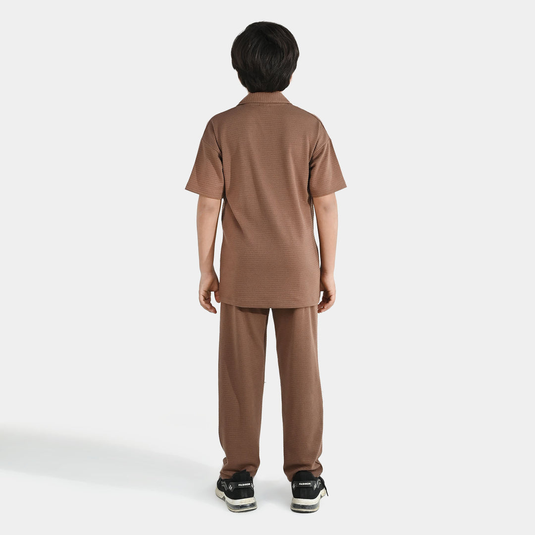 Teens Boys Poly Jersey 2-Pc Suit - Brown