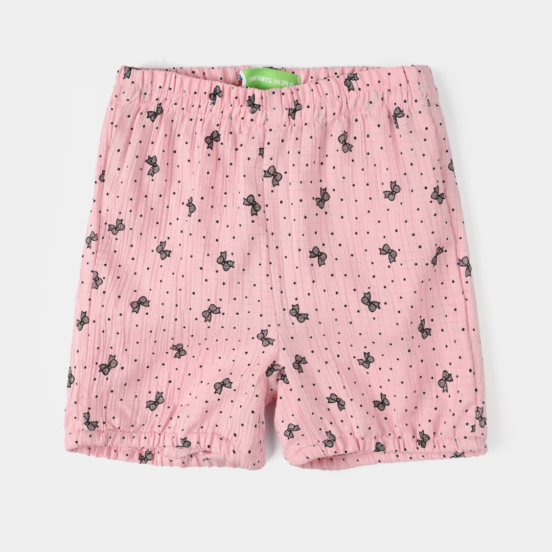 Infant Girls Poly Crinkle Shorts - Pink